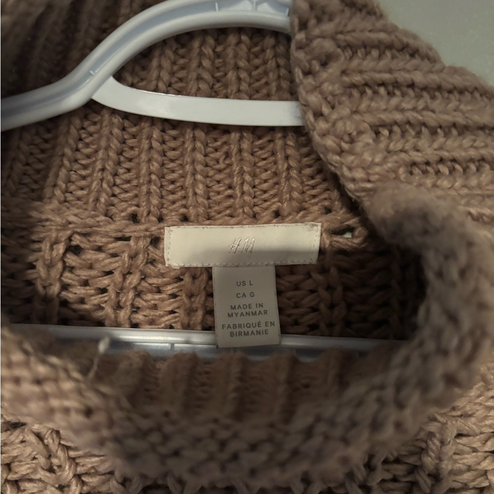 H&M Brown Chunky Cottagecore Boho Turtleneck Sweater Large - Picture 4 of 8